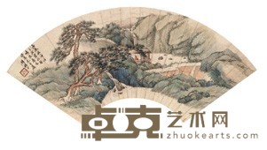 顾麟士 1916年作 山水 扇面镜心 18.4X49cm